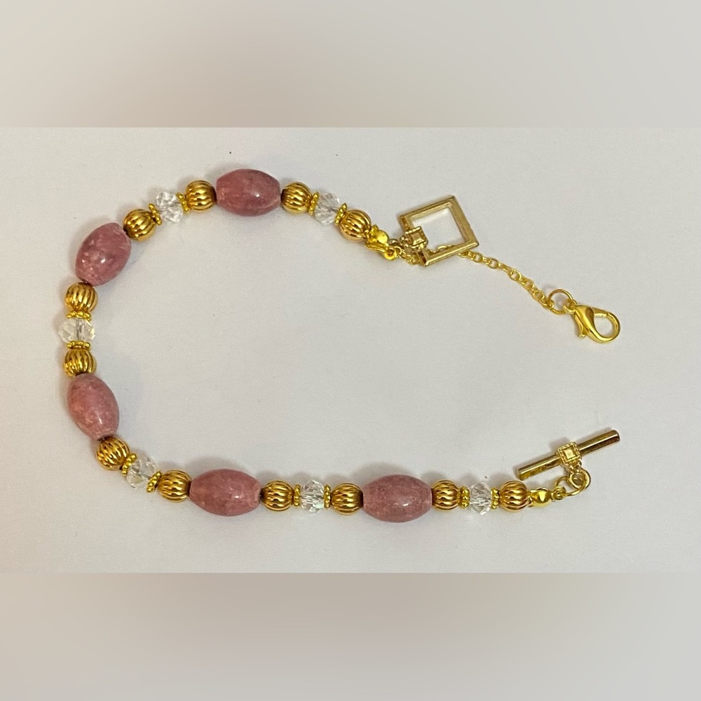 NEW Pink Rhodonite crystal bracelet - Picture 3 of 4